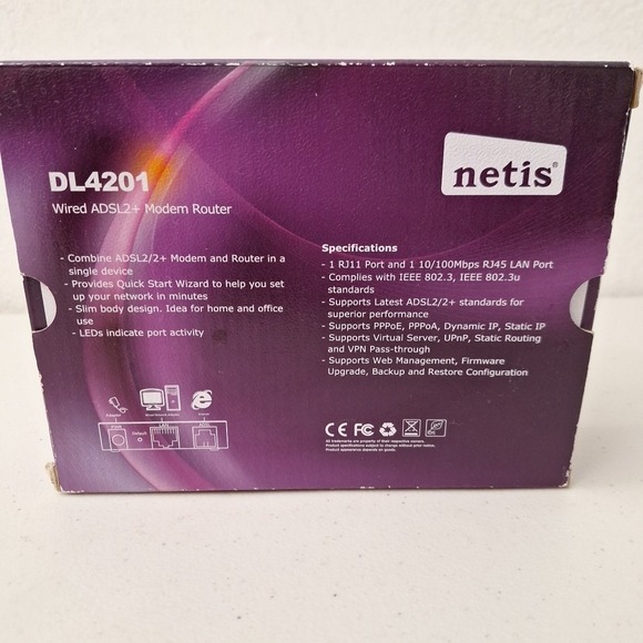 Netis Systems 2-in-1 Modem and Router (DL4201) Wired ADSL2/2+ MODEM & ROUTER New - Picture 5 of 10